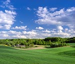 W oddali przysiółek bez nazwy należący chyba do Lipska-Polesie. Widok z wieży widokowej. Poza kadrem, po lewej są kurhany, a jeszcze bardziej na lewo kapliczka św. Romana nad źródłem